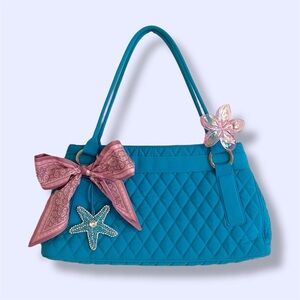 Vera Bradley Trapeze Turquoise Microfiber Y2K Shoulder Bag 15x8x3